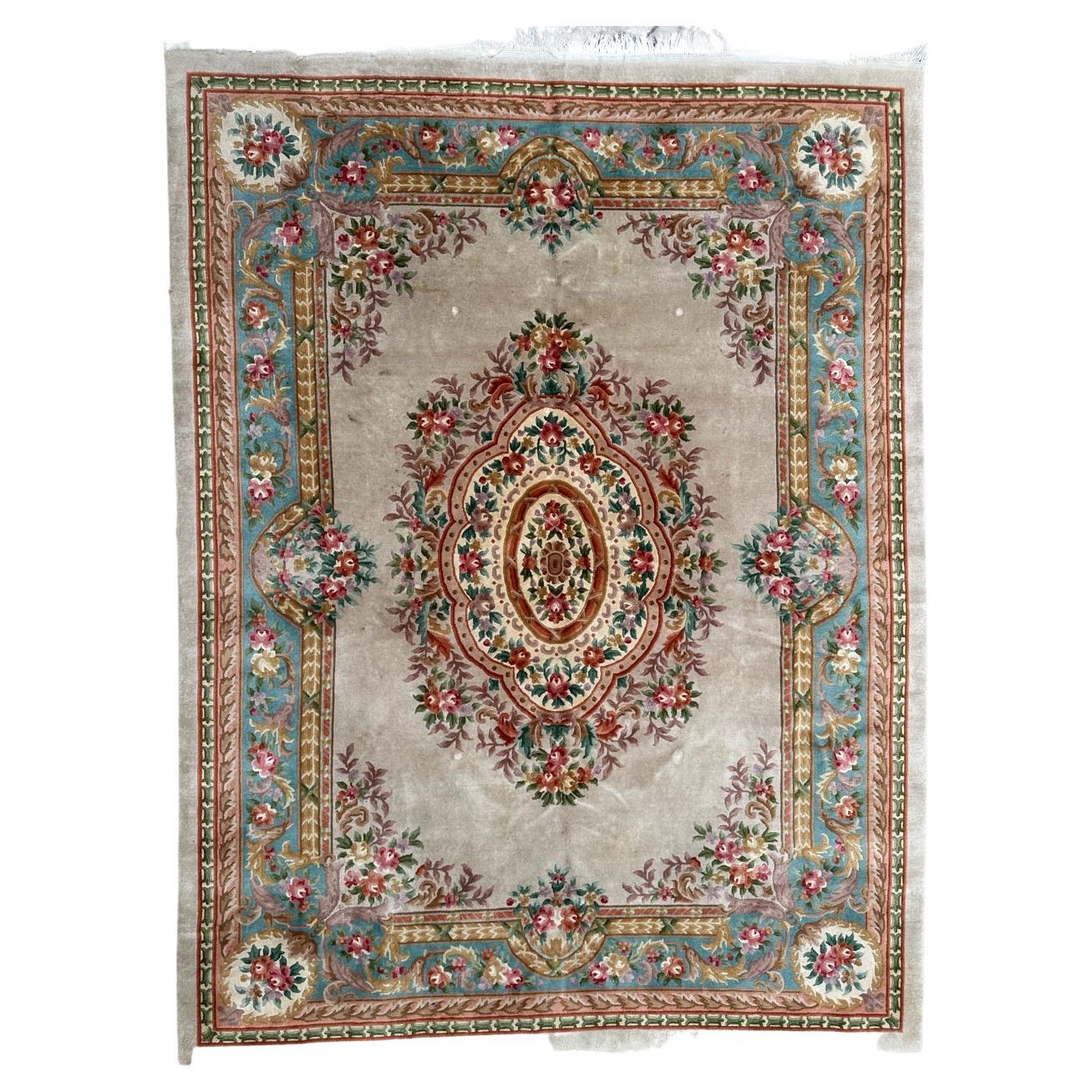 Bobyrug’s Pretty large vintage savonnerie style Chinese rug  For Sale