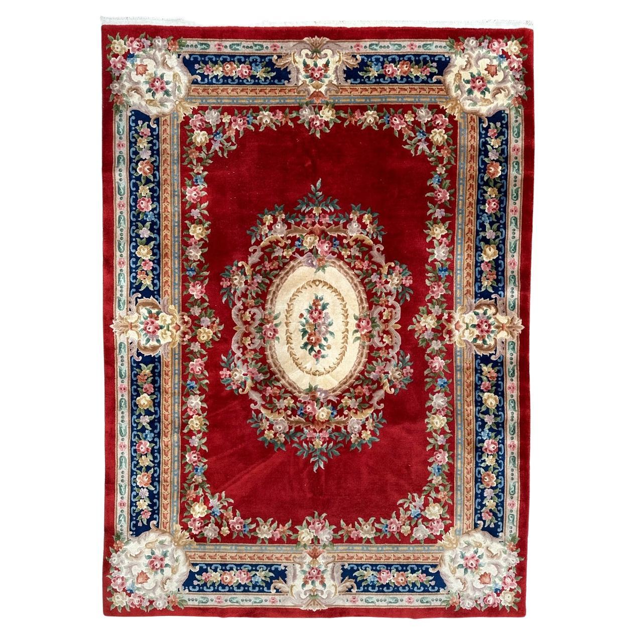 Bobyrug’s Pretty large vintage savonnerie style Chinese rug  For Sale