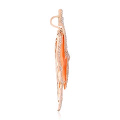 Pretty Leaf Shape Coral Pendant in 18 Karat Gold and Diamonds
