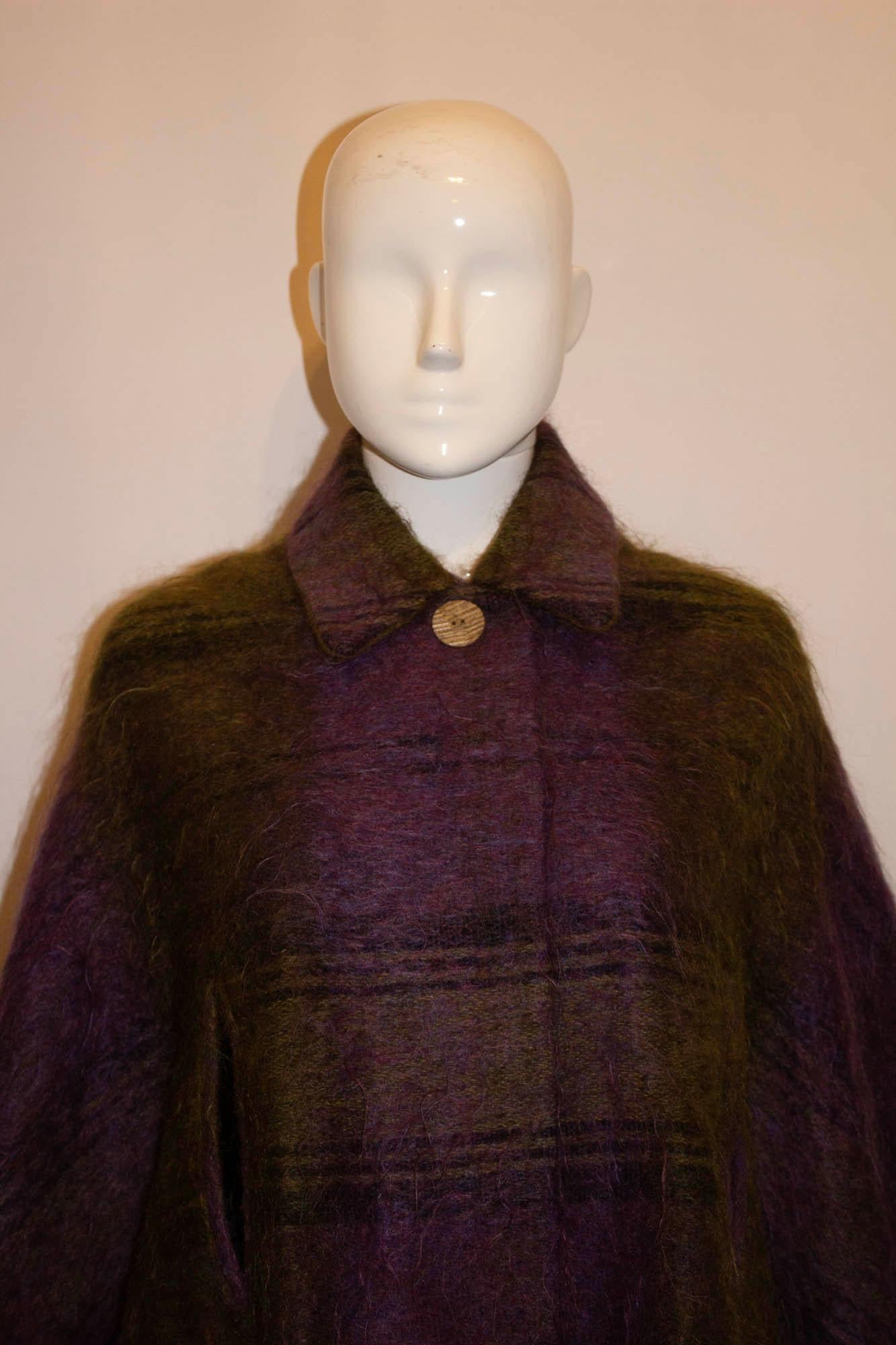 Black Pretty Lilac and Green Mohair Cape For Sale