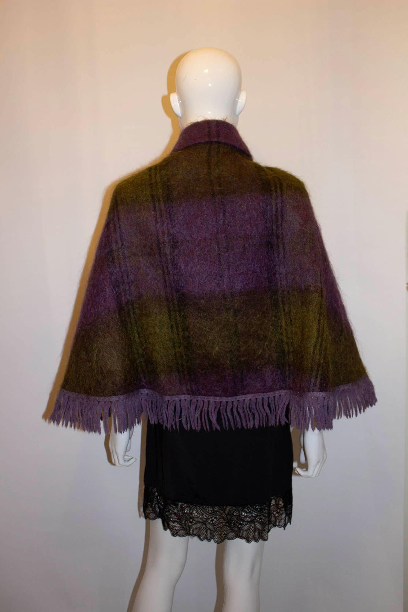 Women's or Men's Pretty Lilac and Green Mohair Cape For Sale