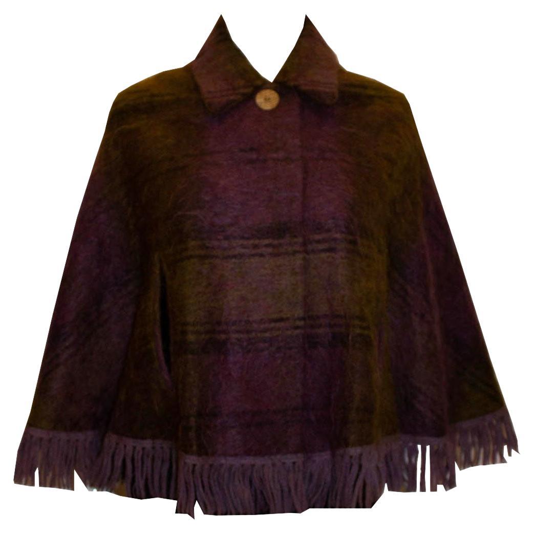 Pretty Lilac and Green Mohair Cape For Sale