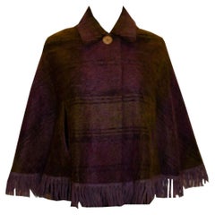 Vintage Pretty Lilac and Green Mohair Cape