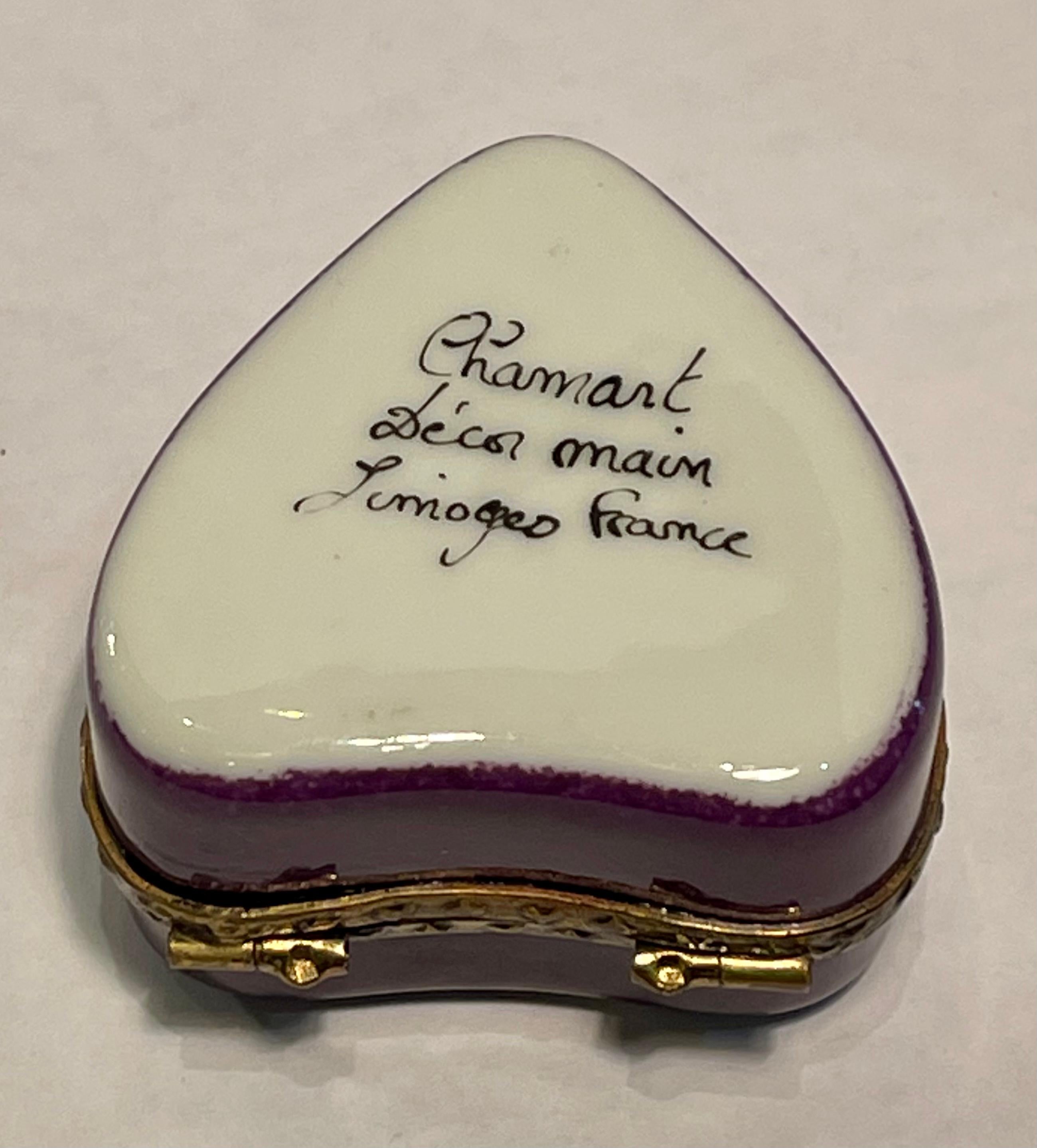 Hand-Crafted Pretty Limoges France Heart Shaped Hand Painted Porcelain Box