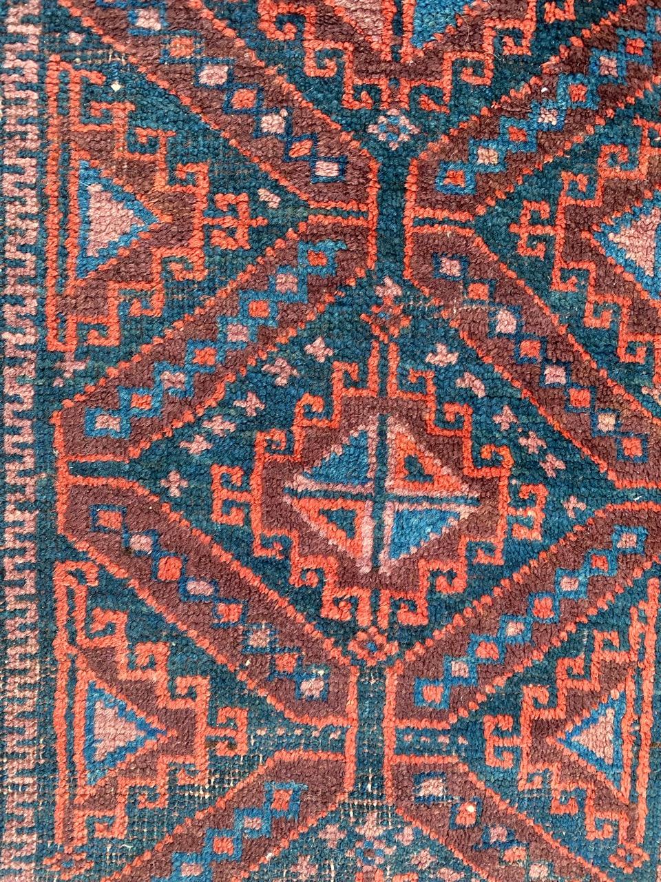 Hand-Knotted Bobyrug’s Pretty Little Antique Balutch Rug For Sale
