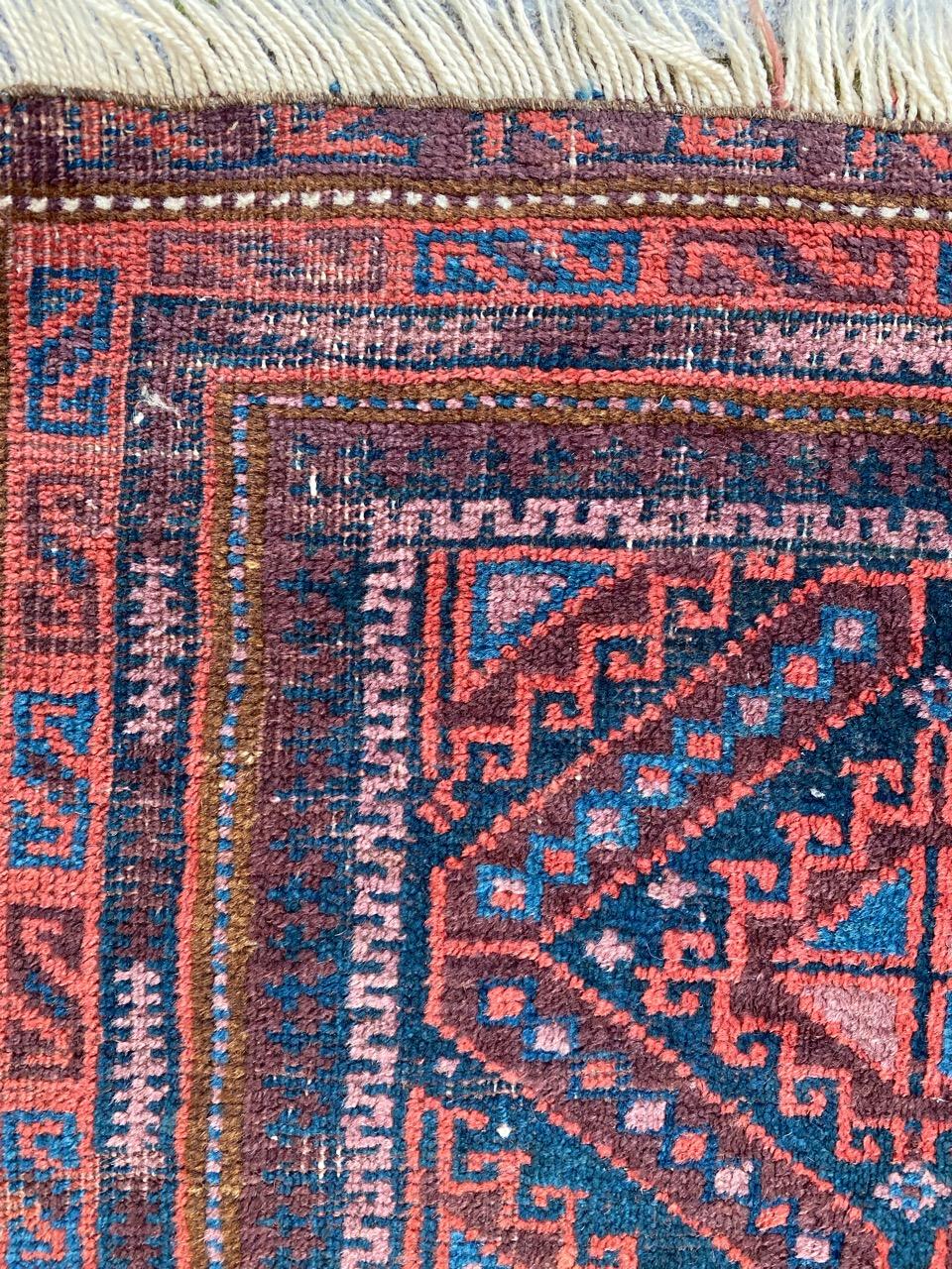 Bobyrug’s Pretty Little Antique Balutch Rug In Fair Condition For Sale In Saint Ouen, FR