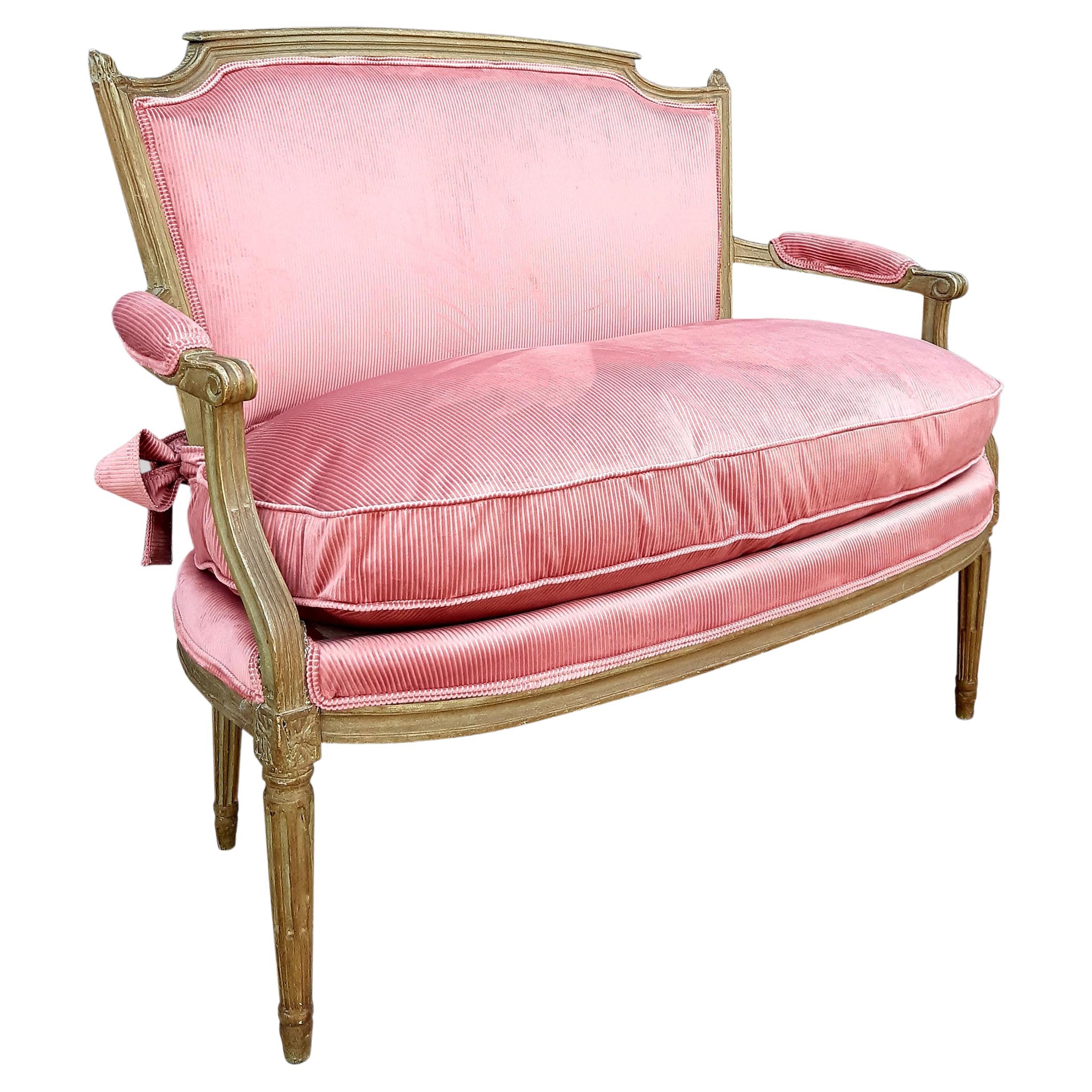 Pretty Little Pink sofas bench from the Louis XVI Period french antiquity For Sale