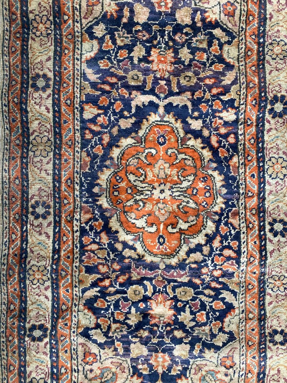 Hand-Knotted Bobyrug’s Pretty Little Silk Turkish Kayseri Rug For Sale