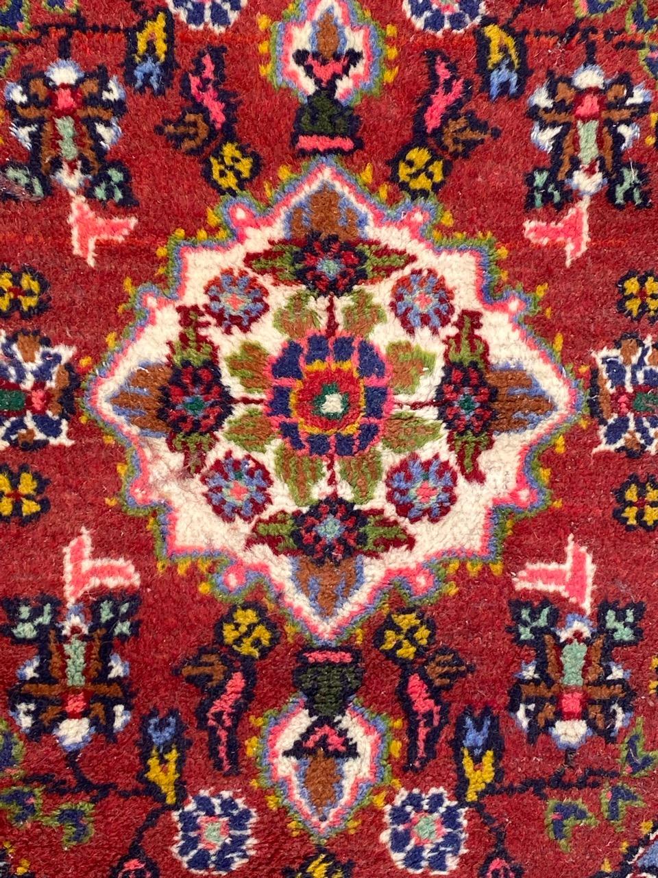 Rustic Bobyrug’s Pretty little vintage Hamadan rug  For Sale