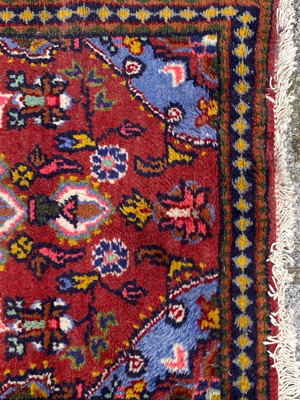 Bobyrug’s Pretty little vintage Hamadan rug  In Good Condition For Sale In Saint Ouen, FR