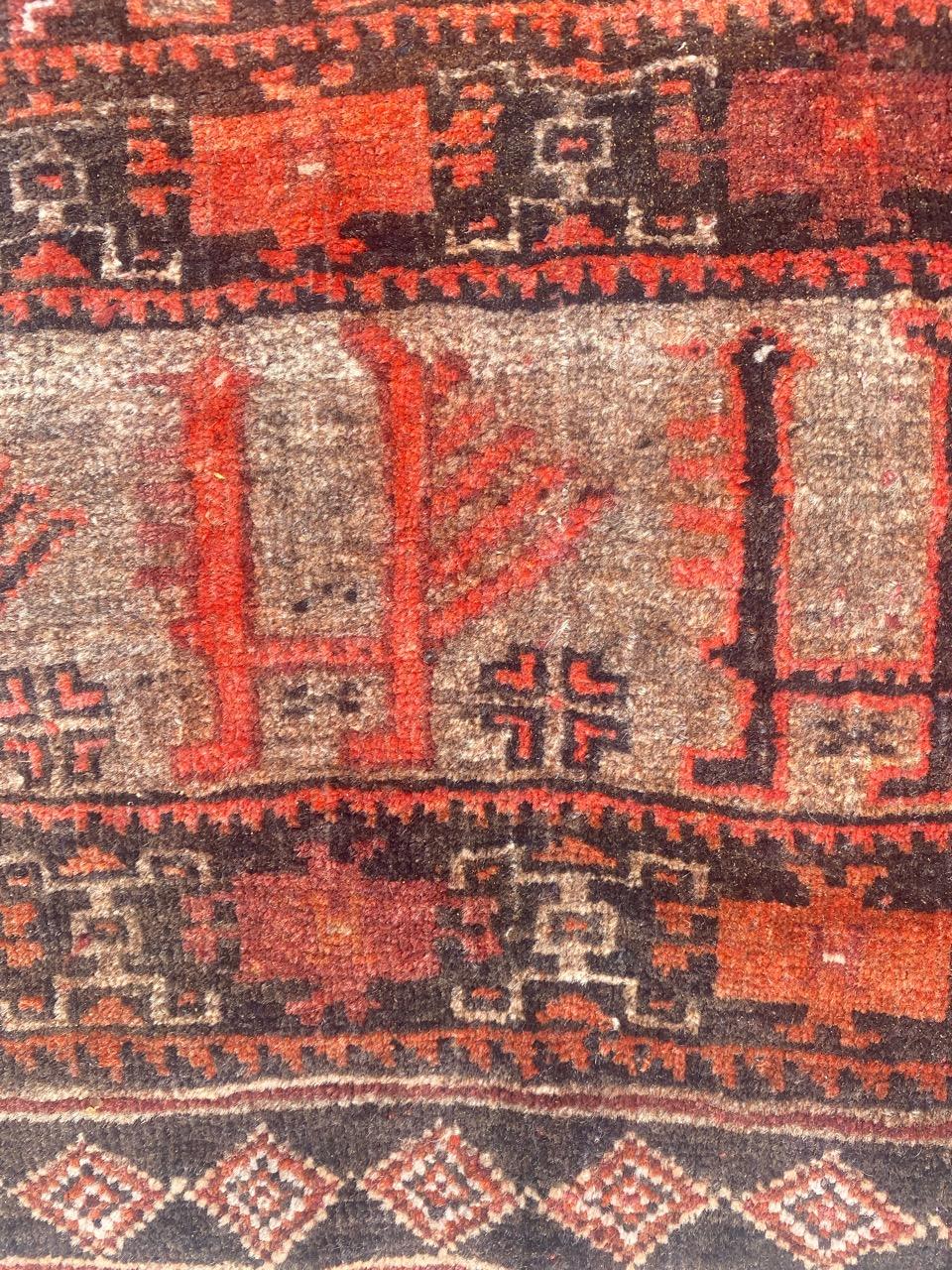 Bobyrug’s Pretty Little Vintage Turkmen Baluch Rug For Sale 4