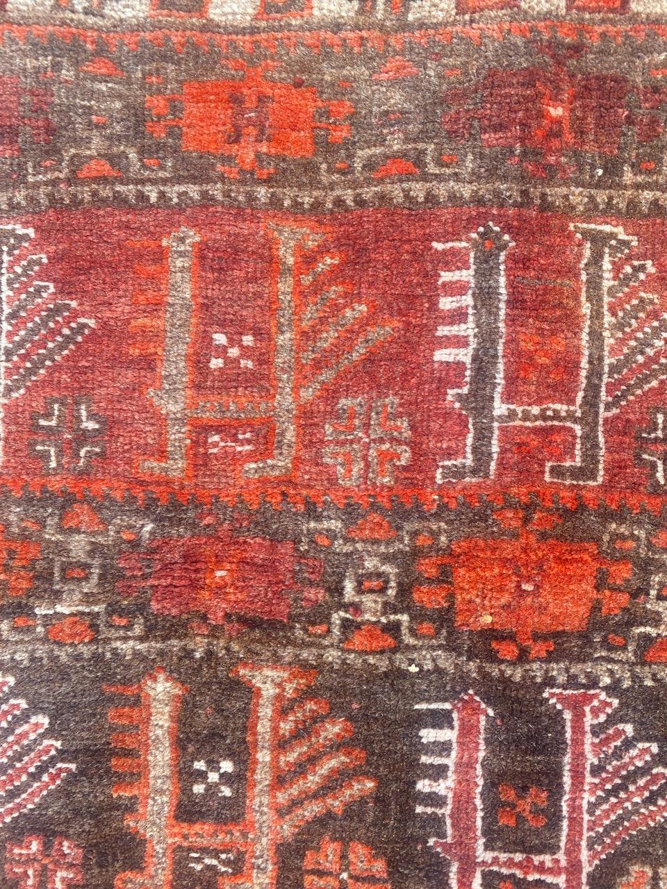 Bobyrug’s Pretty Little Vintage Turkmen Baluch Rug For Sale 5