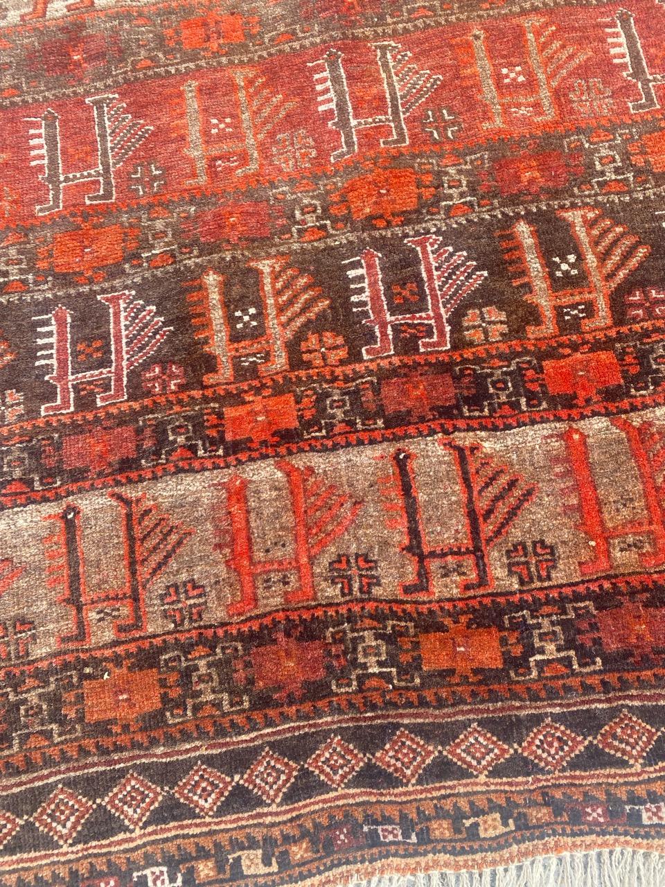 Bobyrug’s Pretty Little Vintage Turkmen Baluch Rug For Sale 7