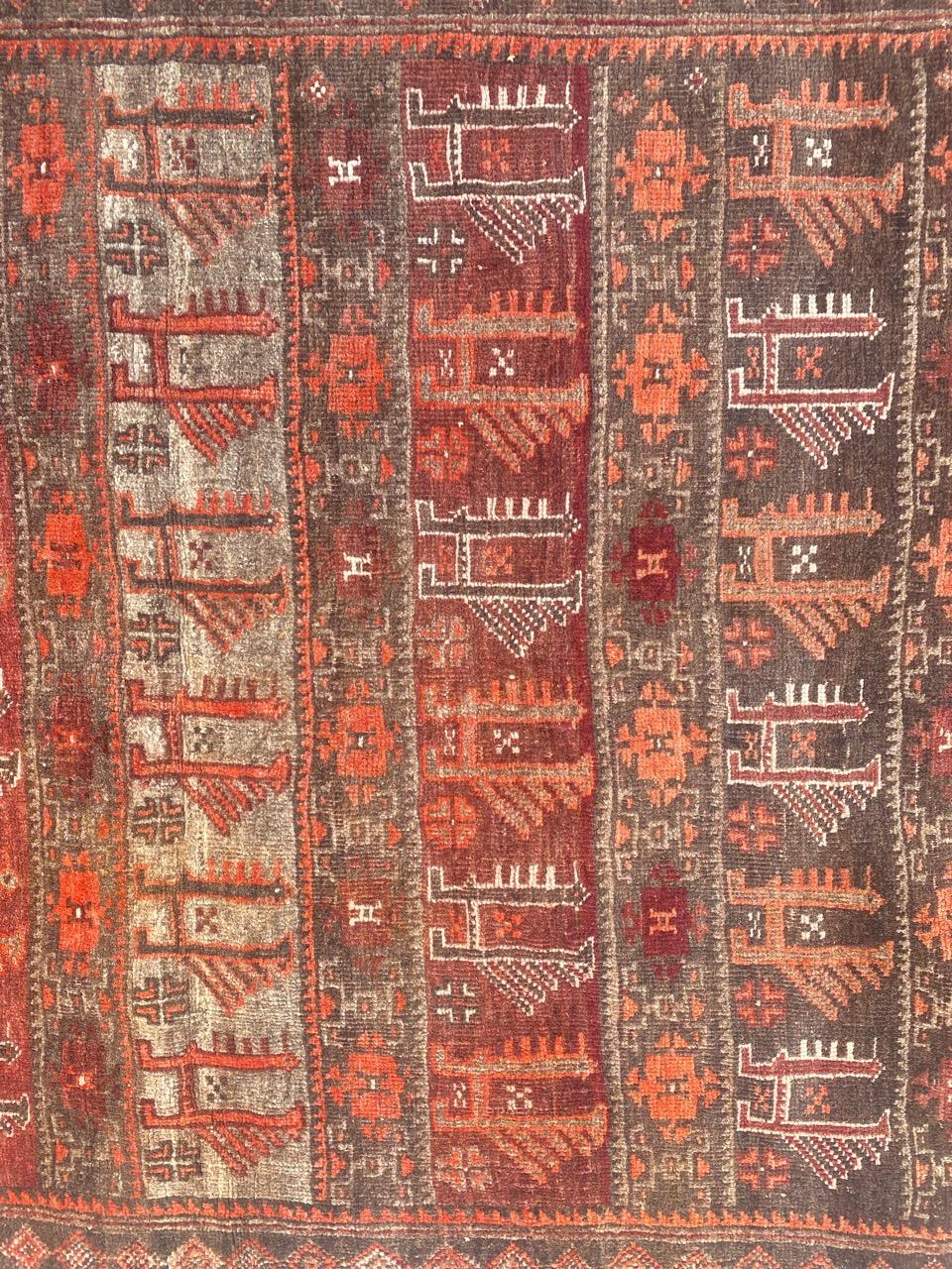 Tribal Bobyrug’s Pretty Little Vintage Turkmen Baluch Rug For Sale