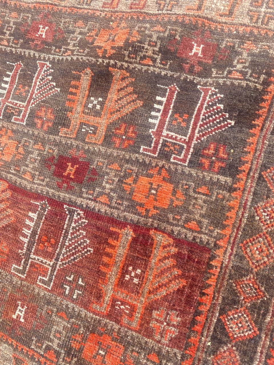Hand-Knotted Bobyrug’s Pretty Little Vintage Turkmen Baluch Rug For Sale