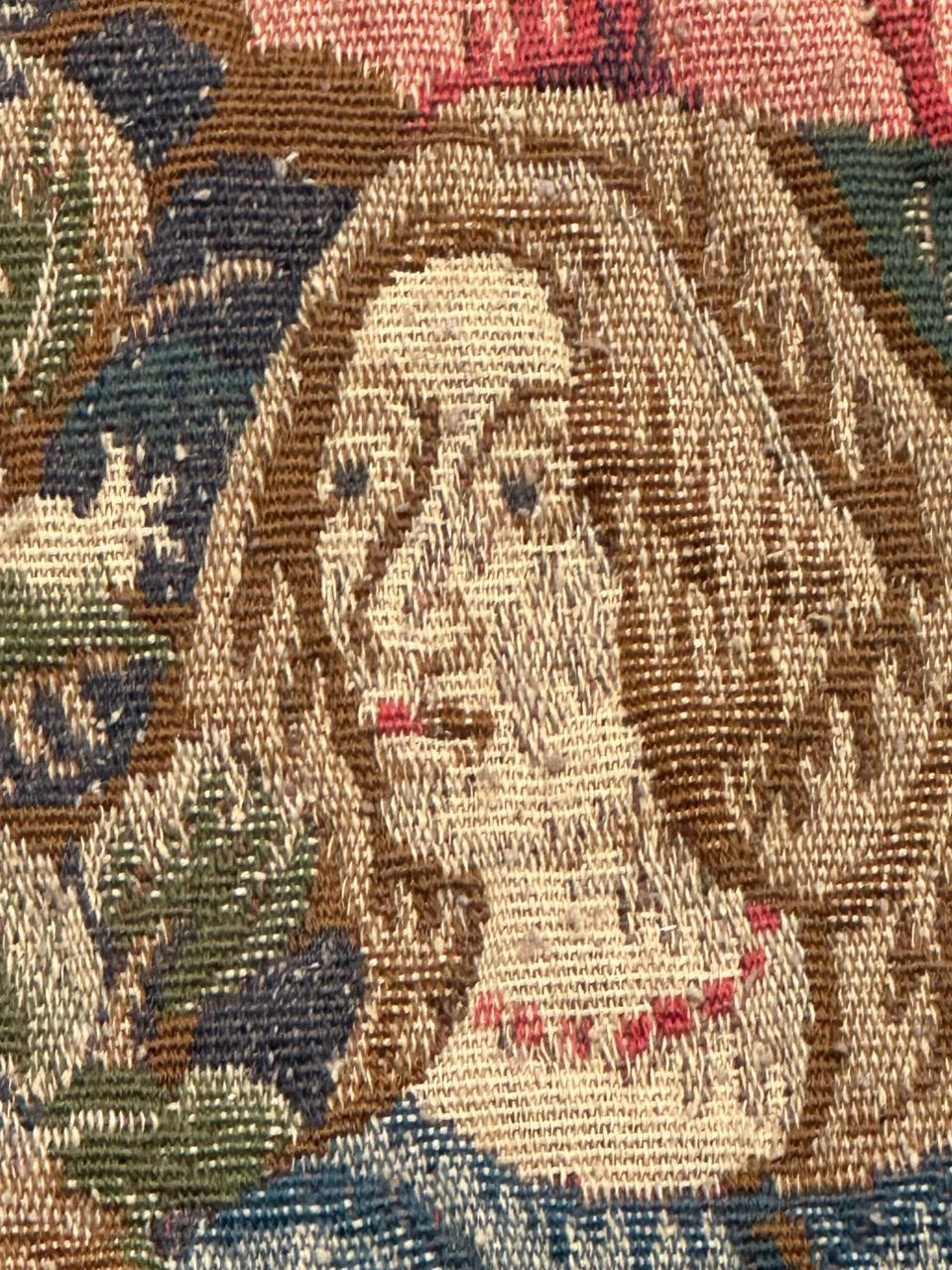 Pretty medieval Aubusson Style Jacquard Tapestry «Hunting stop or peasant snack For Sale 7