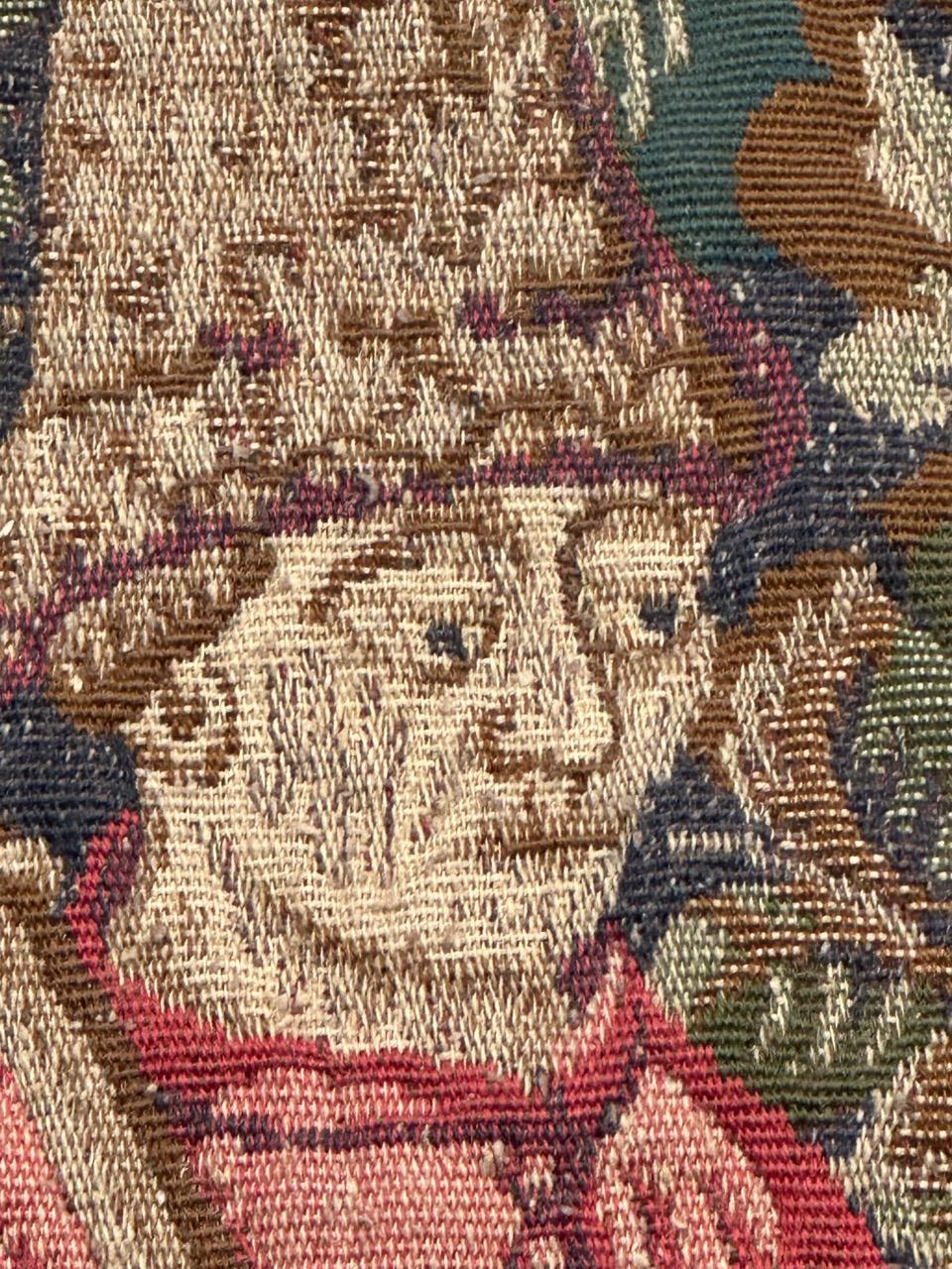 Pretty medieval Aubusson Style Jacquard Tapestry «Hunting stop or peasant snack For Sale 8