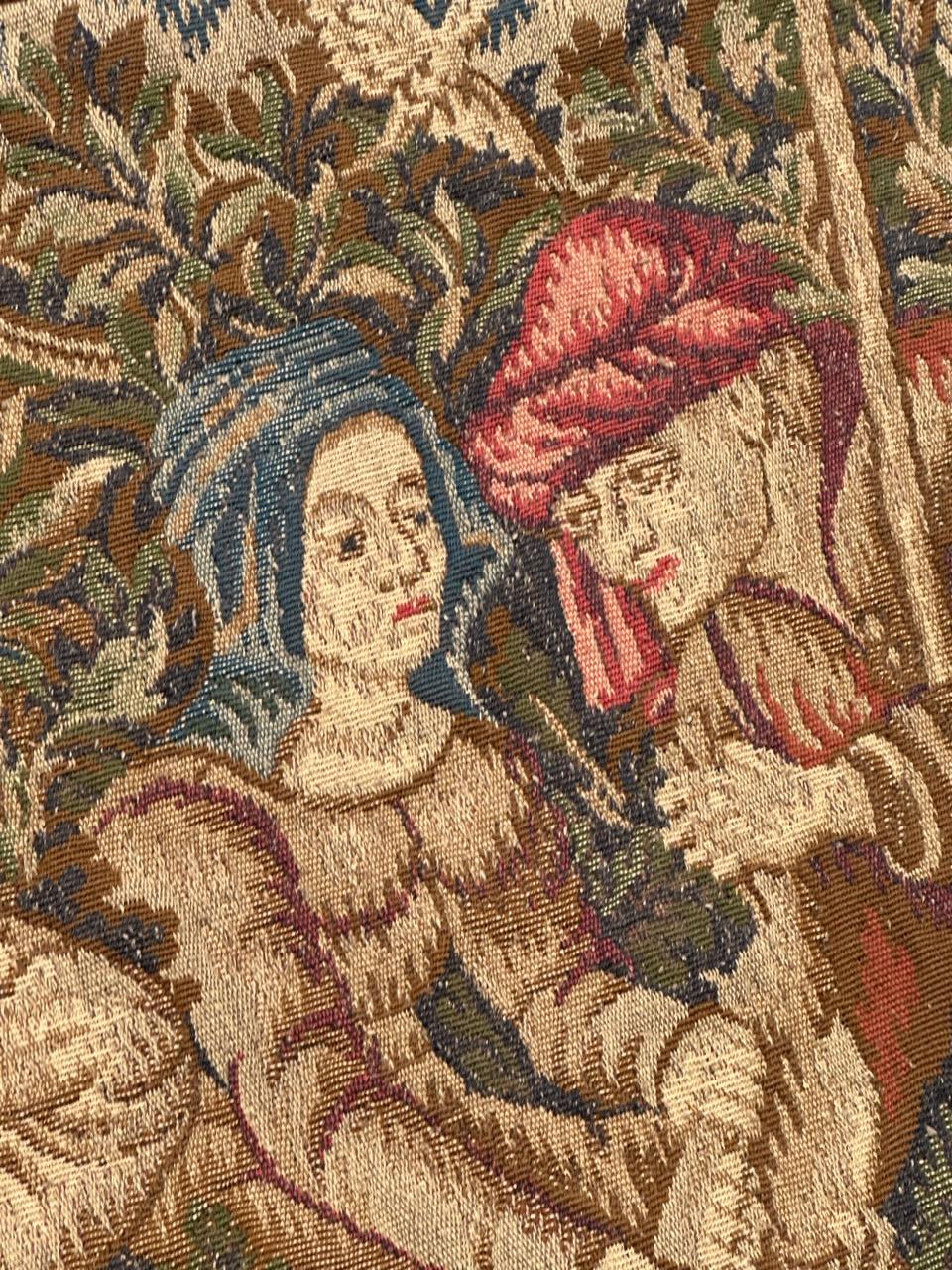 Pretty medieval Aubusson Style Jacquard Tapestry «Hunting stop or peasant snack For Sale 10