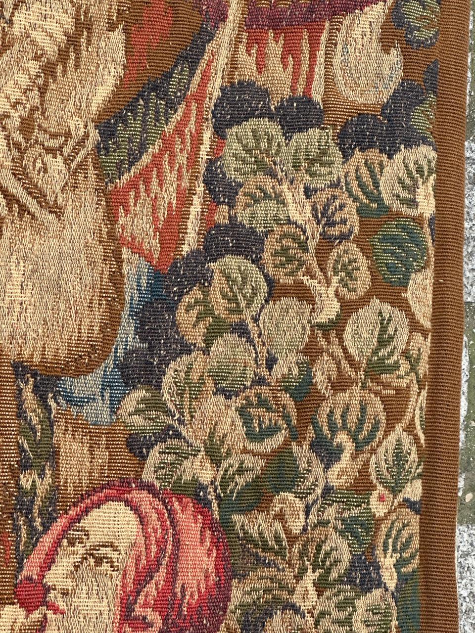 Pretty medieval Aubusson Style Jacquard Tapestry «Hunting stop or peasant snack For Sale 11