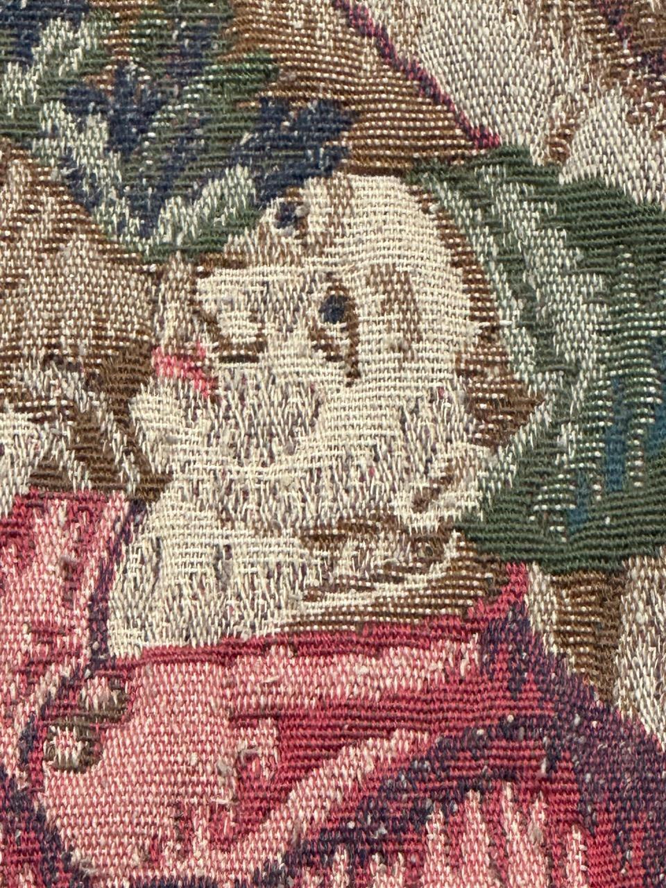 Machine-Made Pretty medieval Aubusson Style Jacquard Tapestry «Hunting stop or peasant snack For Sale