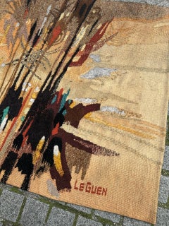 Pretty mid 20th century french Aubusson tapestry « autumn ferns » by Le Guen