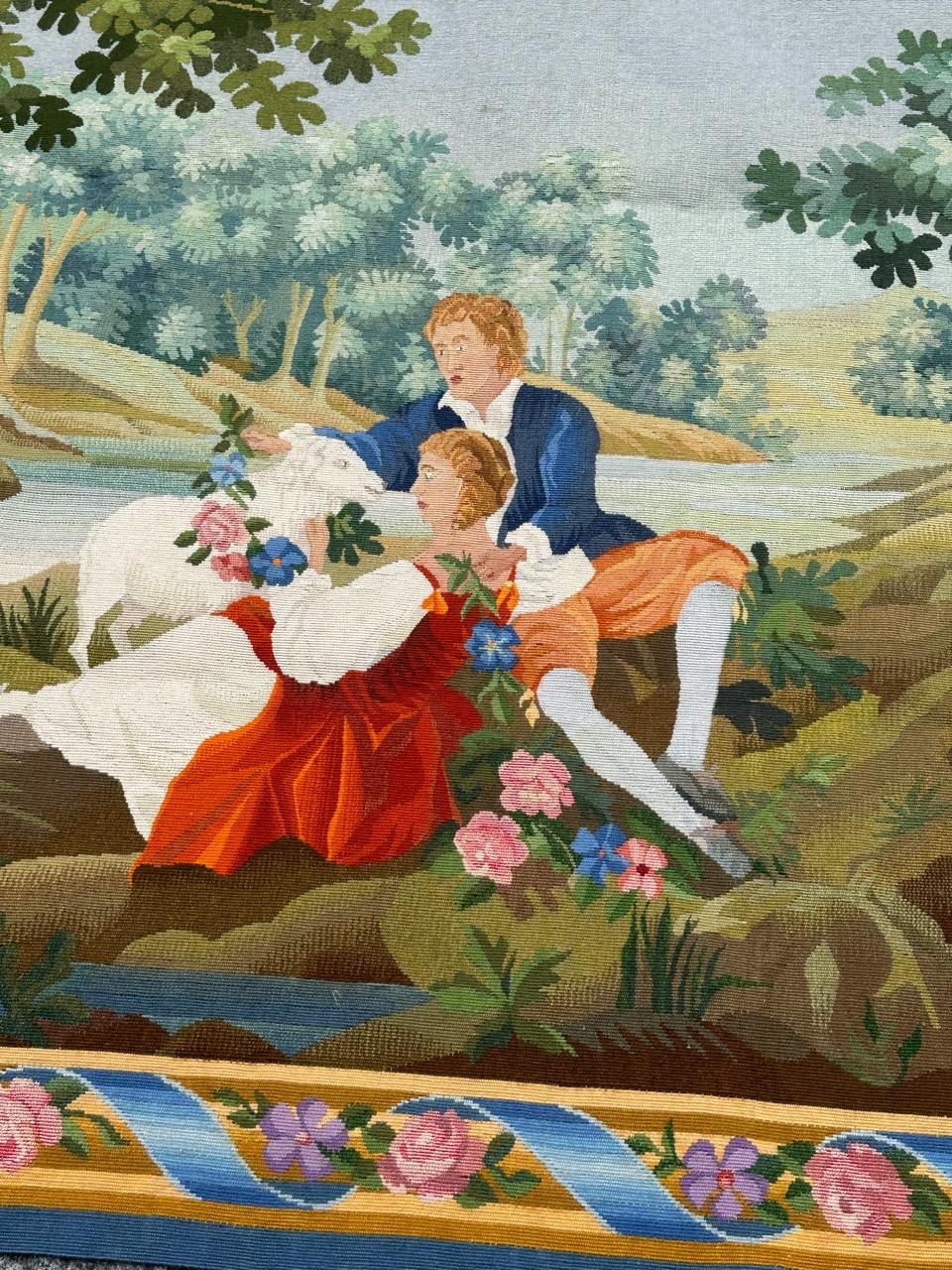 Hübscher französischer Aubusson-Wandteppich aus der Mitte des 20. im Angebot 7