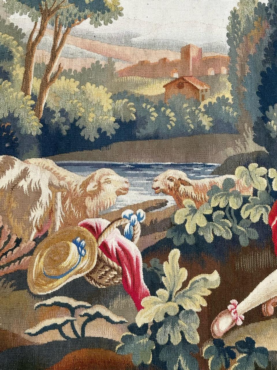 Pretty mid 20th century french Aubusson tapestry For Sale 9