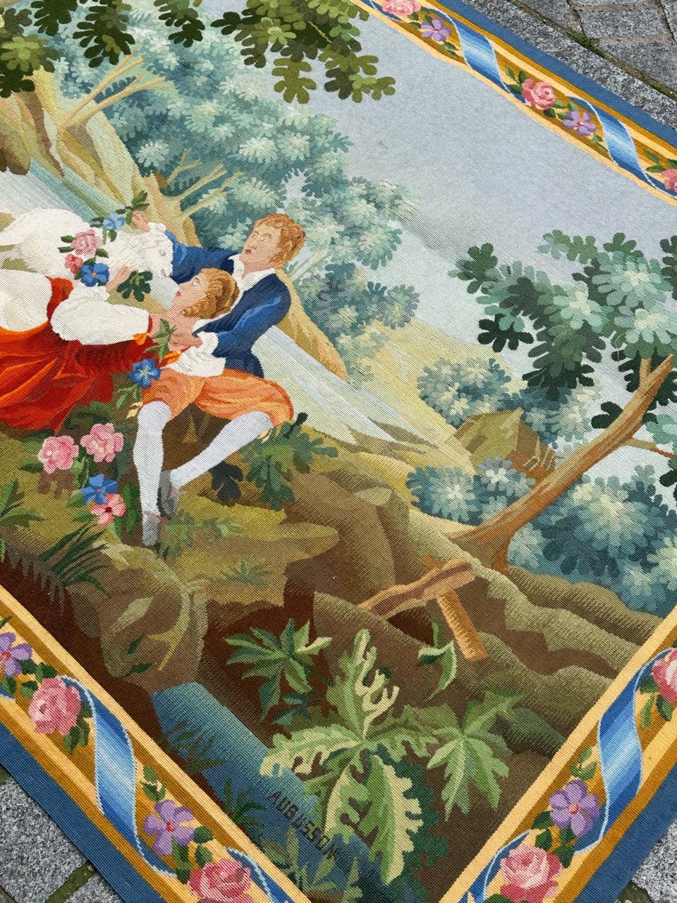 Hübscher französischer Aubusson-Wandteppich aus der Mitte des 20. im Angebot 10