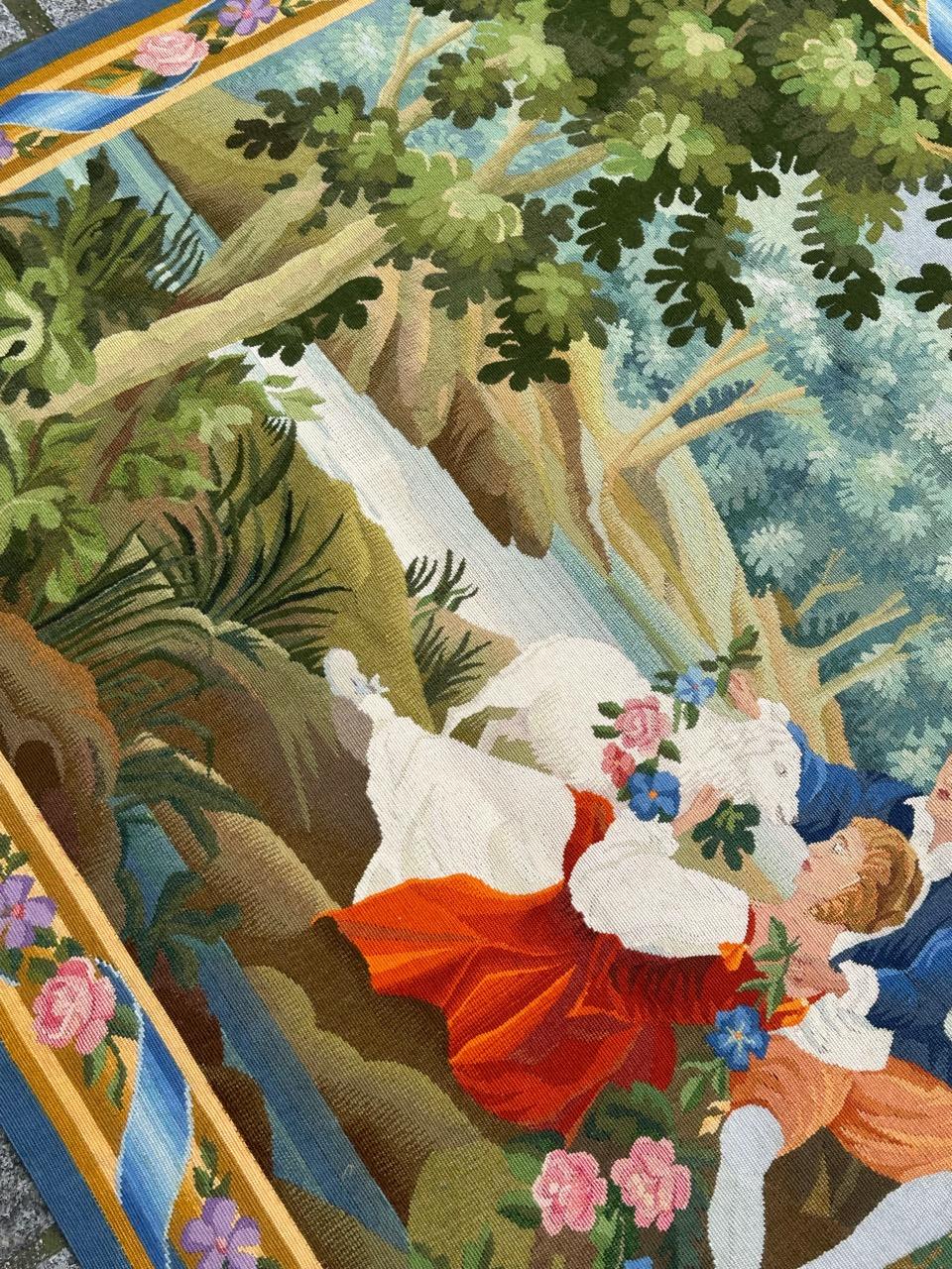 Hübscher französischer Aubusson-Wandteppich aus der Mitte des 20. im Angebot 11