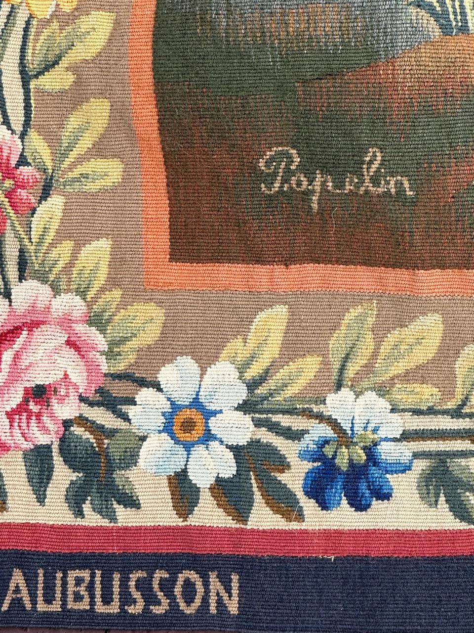 Pretty mid 20th century french Aubusson tapestry For Sale 12