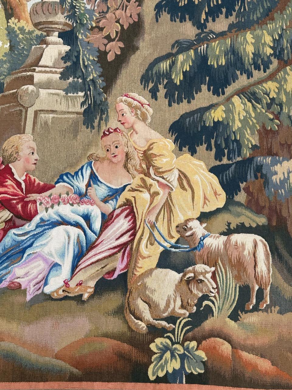 Hand-Woven Pretty mid 20th century french Aubusson tapestry For Sale