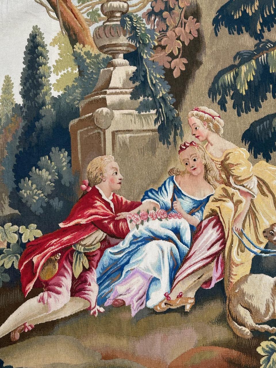 Pretty mid 20th century french Aubusson tapestry In Excellent Condition For Sale In Saint Ouen, FR