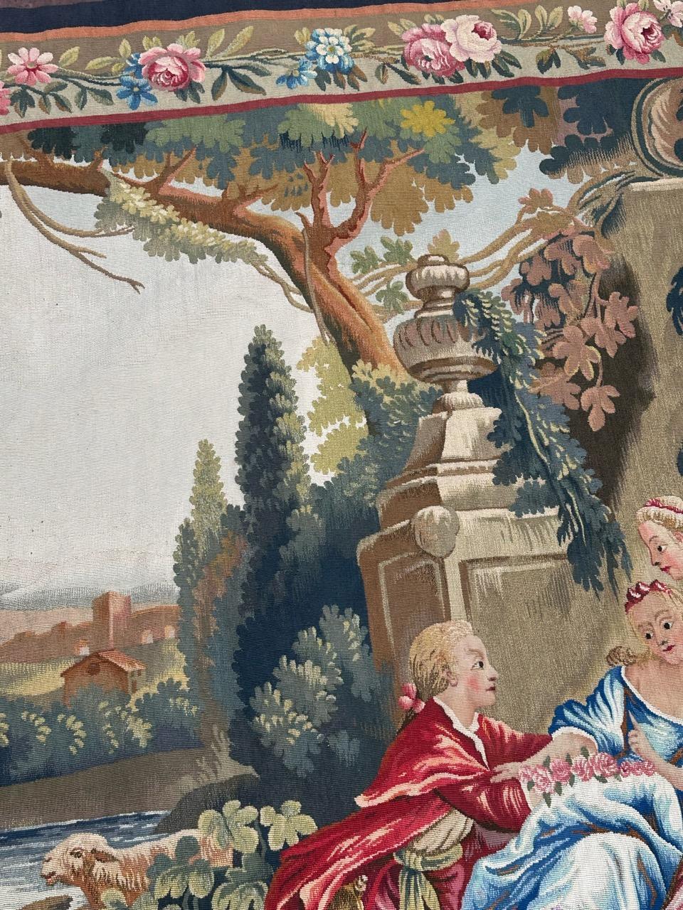 20th Century Pretty mid 20th century french Aubusson tapestry For Sale