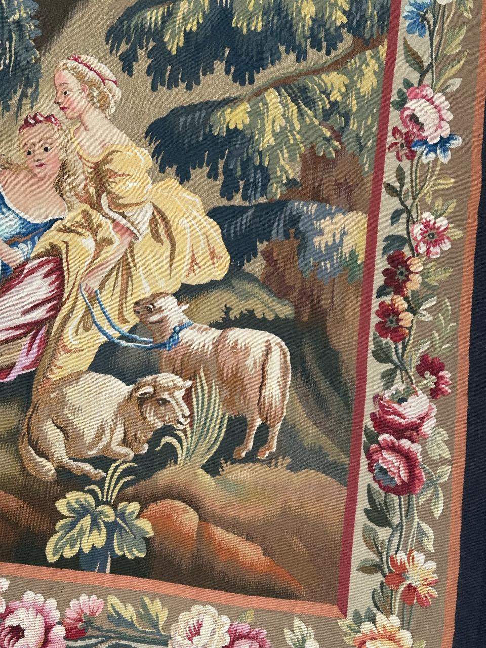 Pretty mid 20th century french Aubusson tapestry For Sale 1