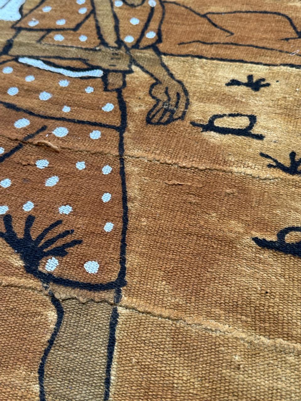 Schöner afrikanischer Bogolan-Wandteppich, handbemalt, Mitte des Jahrhunderts (20. Jahrhundert) im Angebot