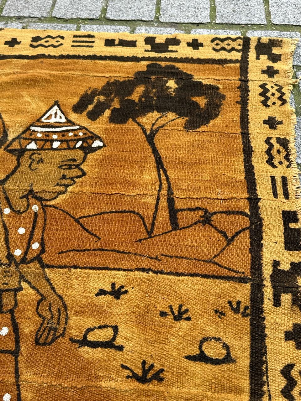 Schöner afrikanischer Bogolan-Wandteppich, handbemalt, Mitte des Jahrhunderts im Angebot 1