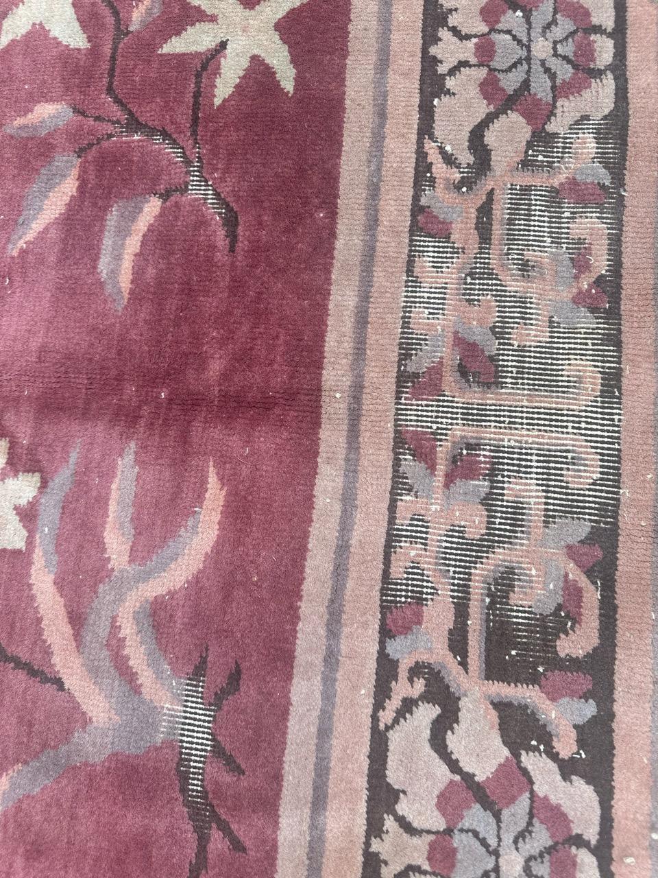 Pretty mid century distressed Chinese art deco design rug For Sale 11