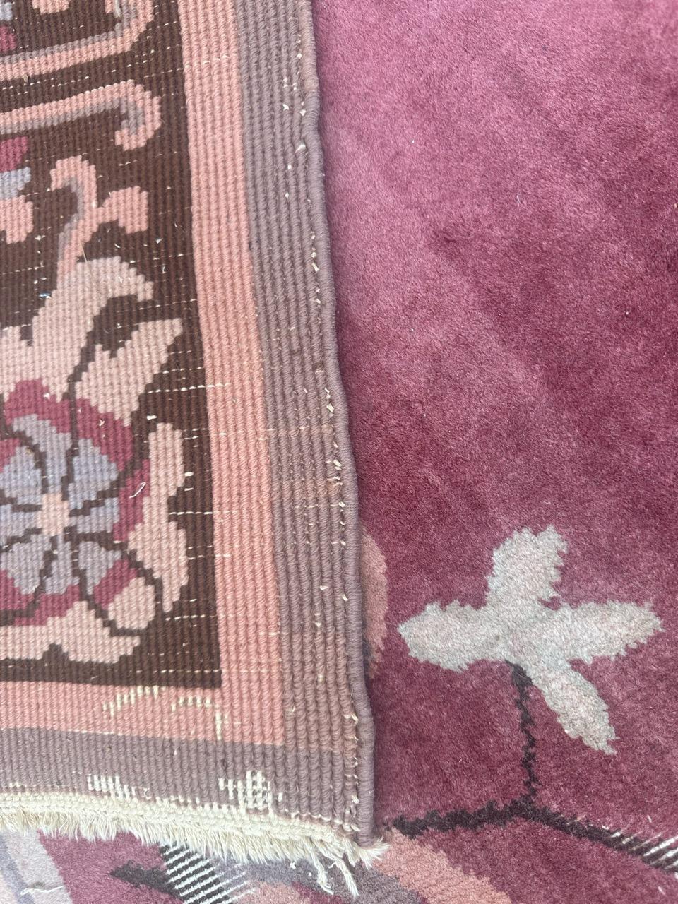 Pretty mid century distressed Chinese art deco design rug For Sale 13