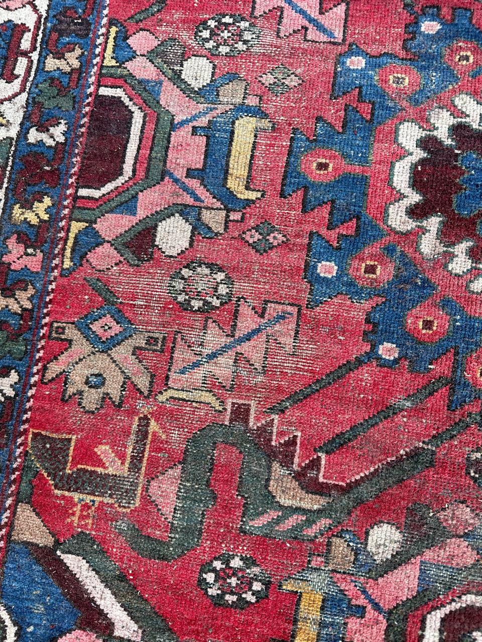 Pretty mid century distressed mazlaghan rug For Sale 2
