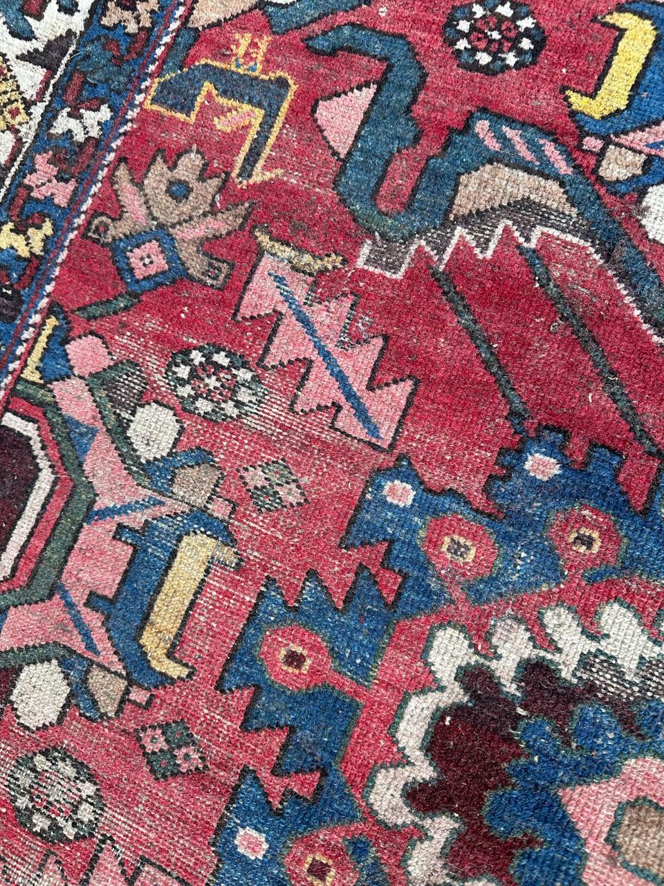 Pretty mid century distressed mazlaghan rug For Sale 3
