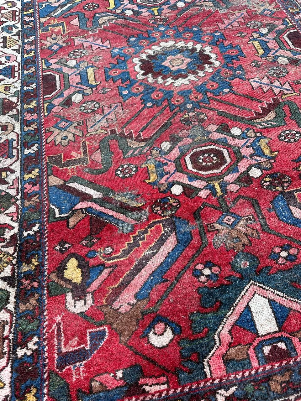 Pretty mid century distressed mazlaghan rug For Sale 5