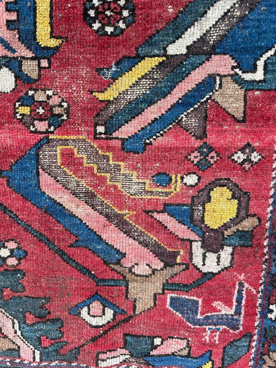 Pretty mid century distressed mazlaghan rug For Sale 10
