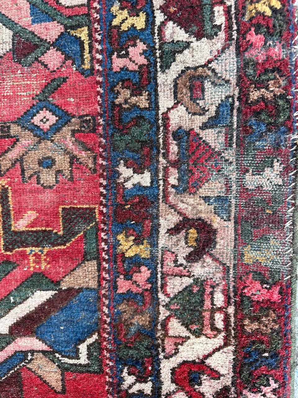 Hand-Knotted Pretty mid century distressed mazlaghan rug For Sale