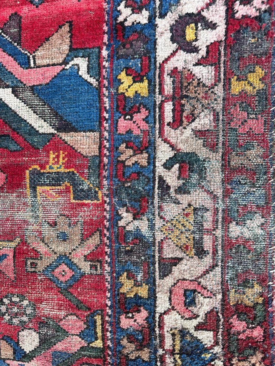 20th Century Pretty mid century distressed mazlaghan rug For Sale