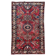 Vintage Pretty mid century distressed mazlaghan rug