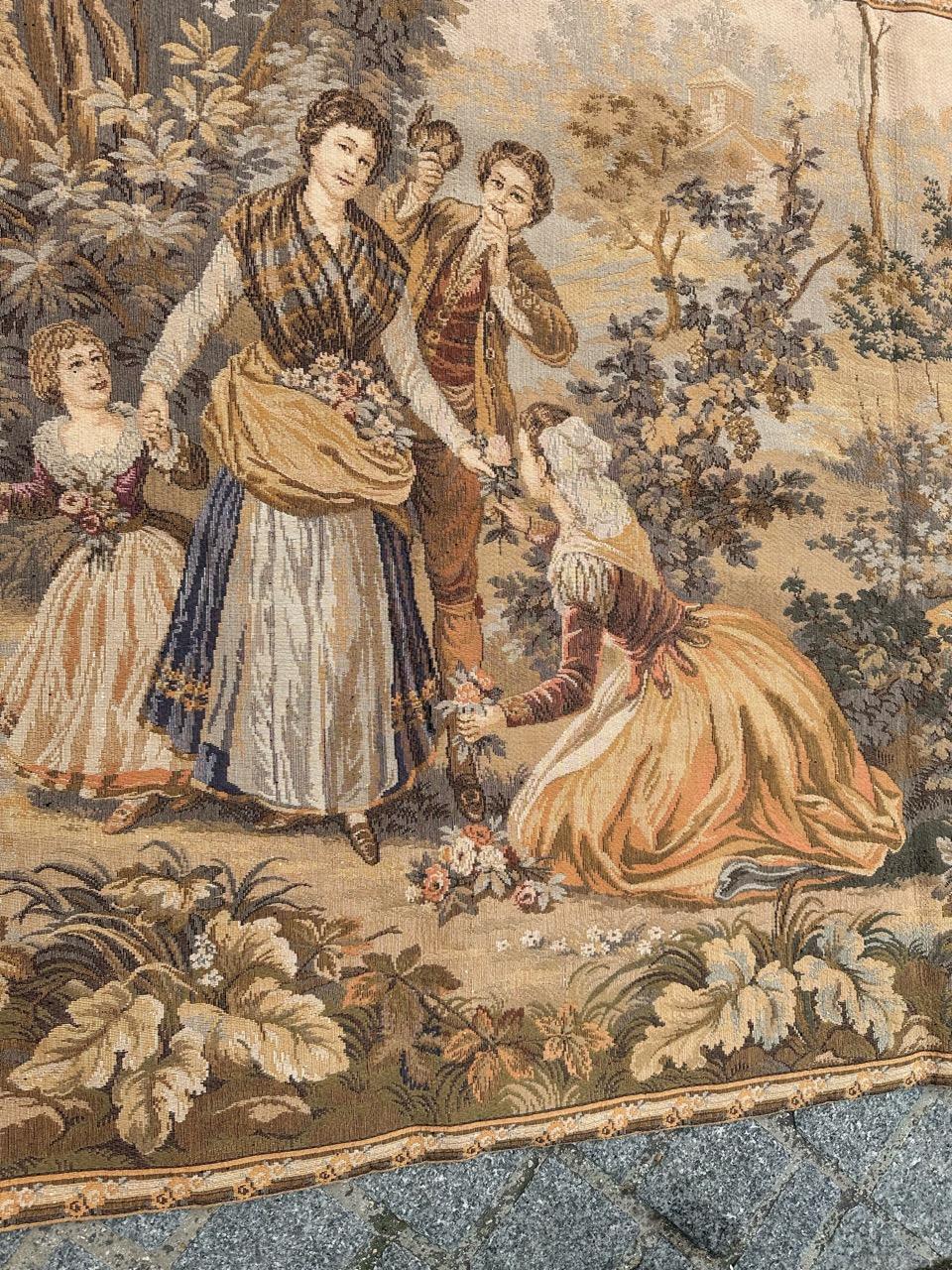 Pretty Mid Century French Aubusson style Jacquard Tapestry, « by Goya » For Sale 5