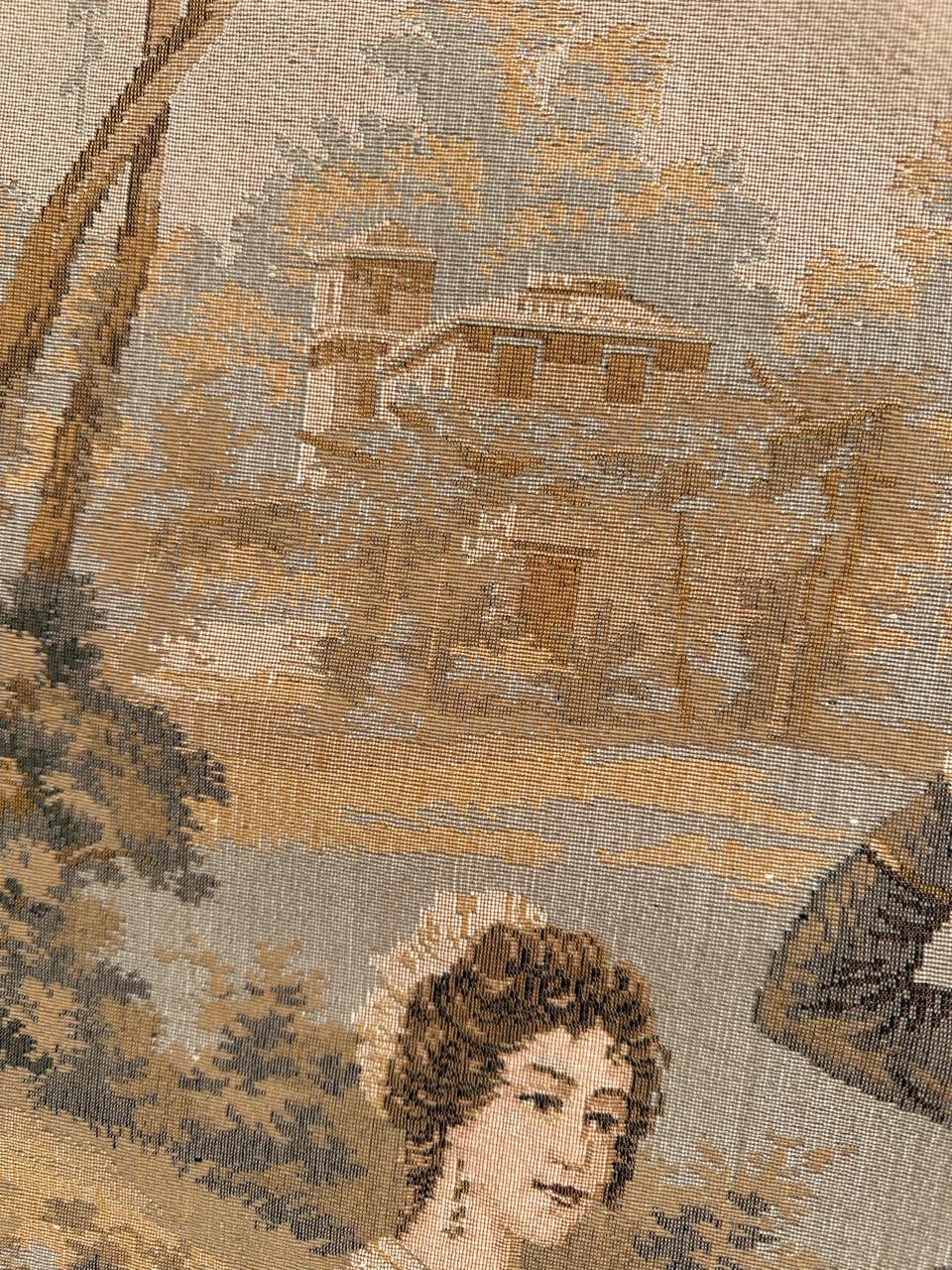 Pretty Mid Century French Aubusson style Jacquard Tapestry, « by Goya » For Sale 7