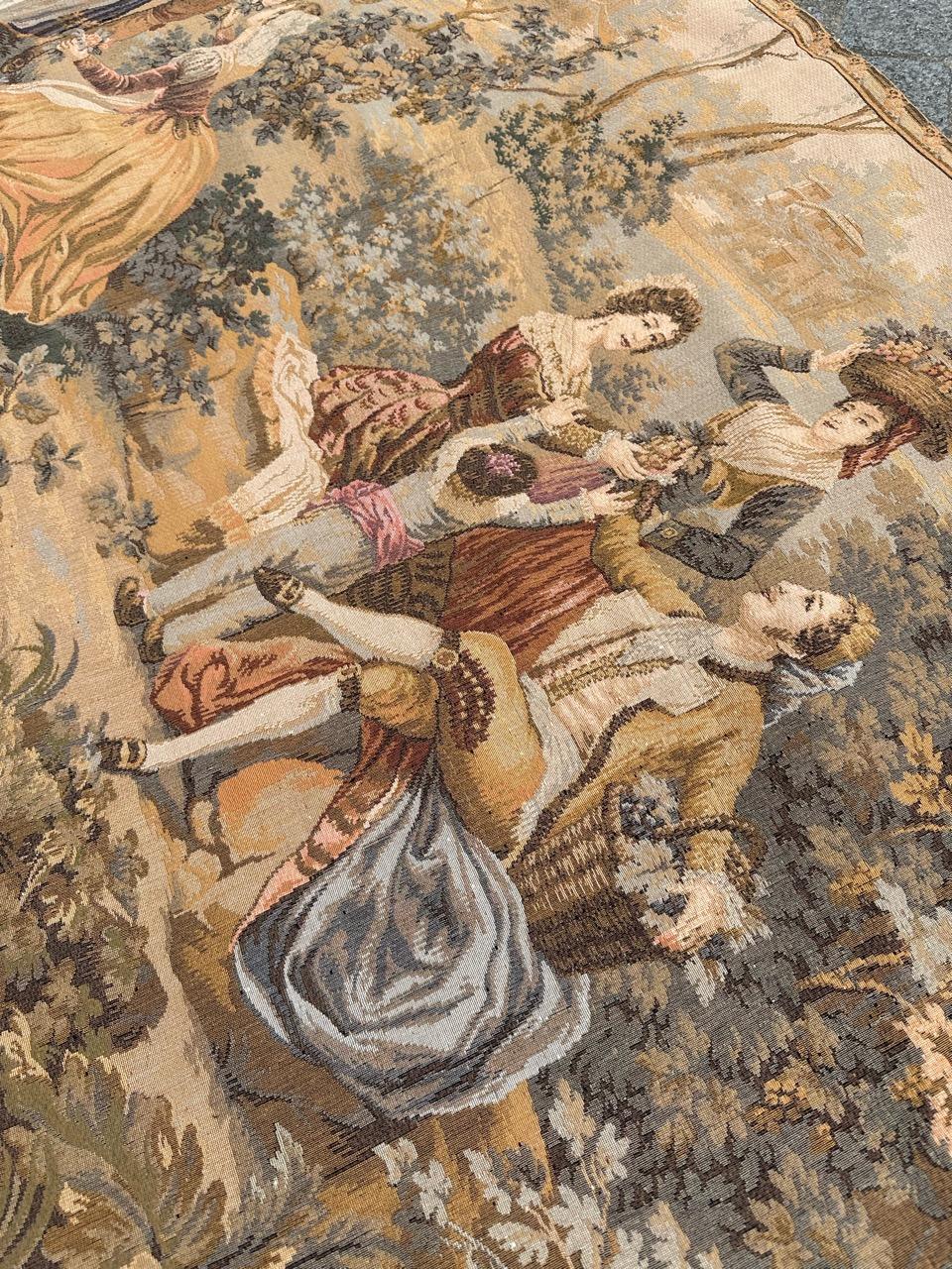 Pretty Mid Century French Aubusson style Jacquard Tapestry, « by Goya » For Sale 9
