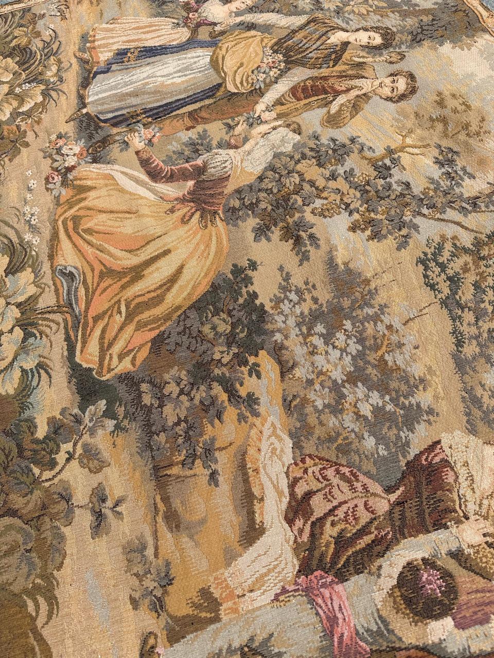 Pretty Mid Century French Aubusson style Jacquard Tapestry, « by Goya » For Sale 12