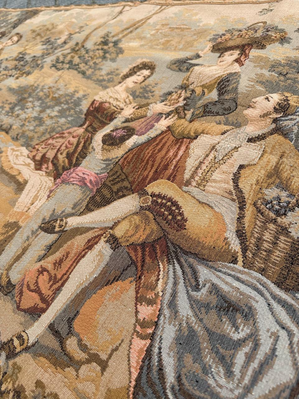 Pretty Mid Century French Aubusson style Jacquard Tapestry, « by Goya » For Sale 13
